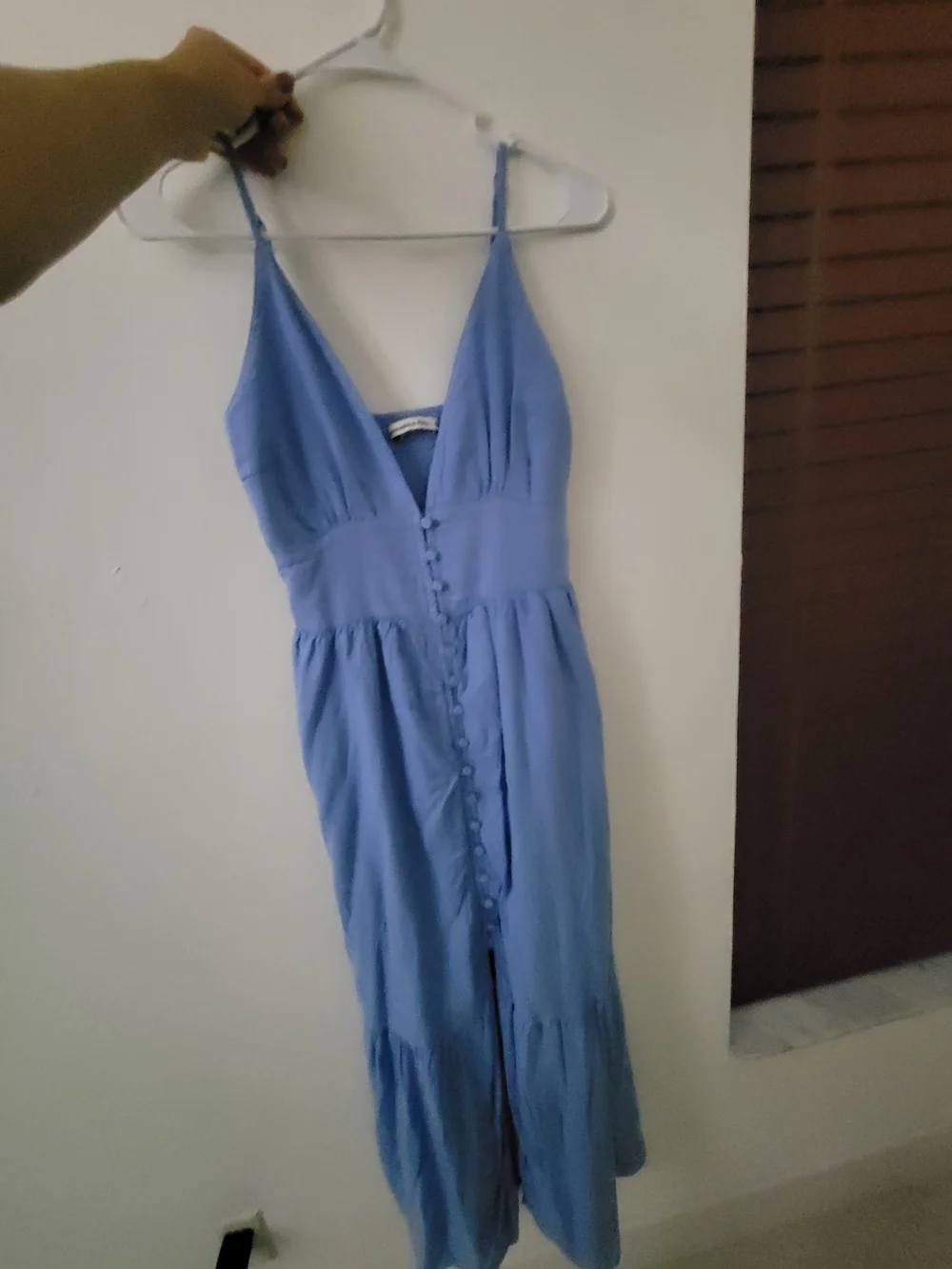 Abercrombie & Fitch Light Blue Button-Front Maxi Dress